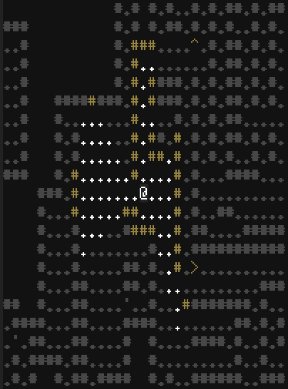 Screenshot from Dungeon Crawl Stone Soup demonstrating its visible area detection